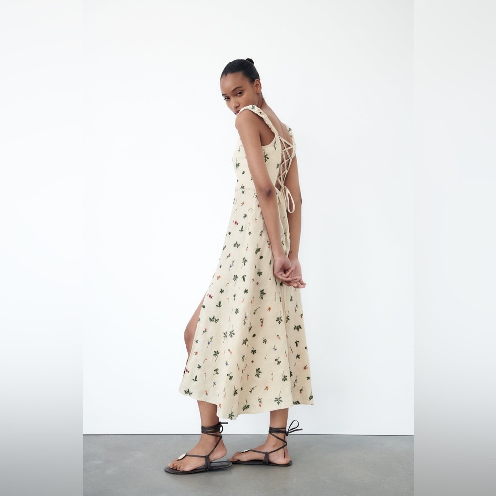 Zara embroidered linen dress 4786/254
